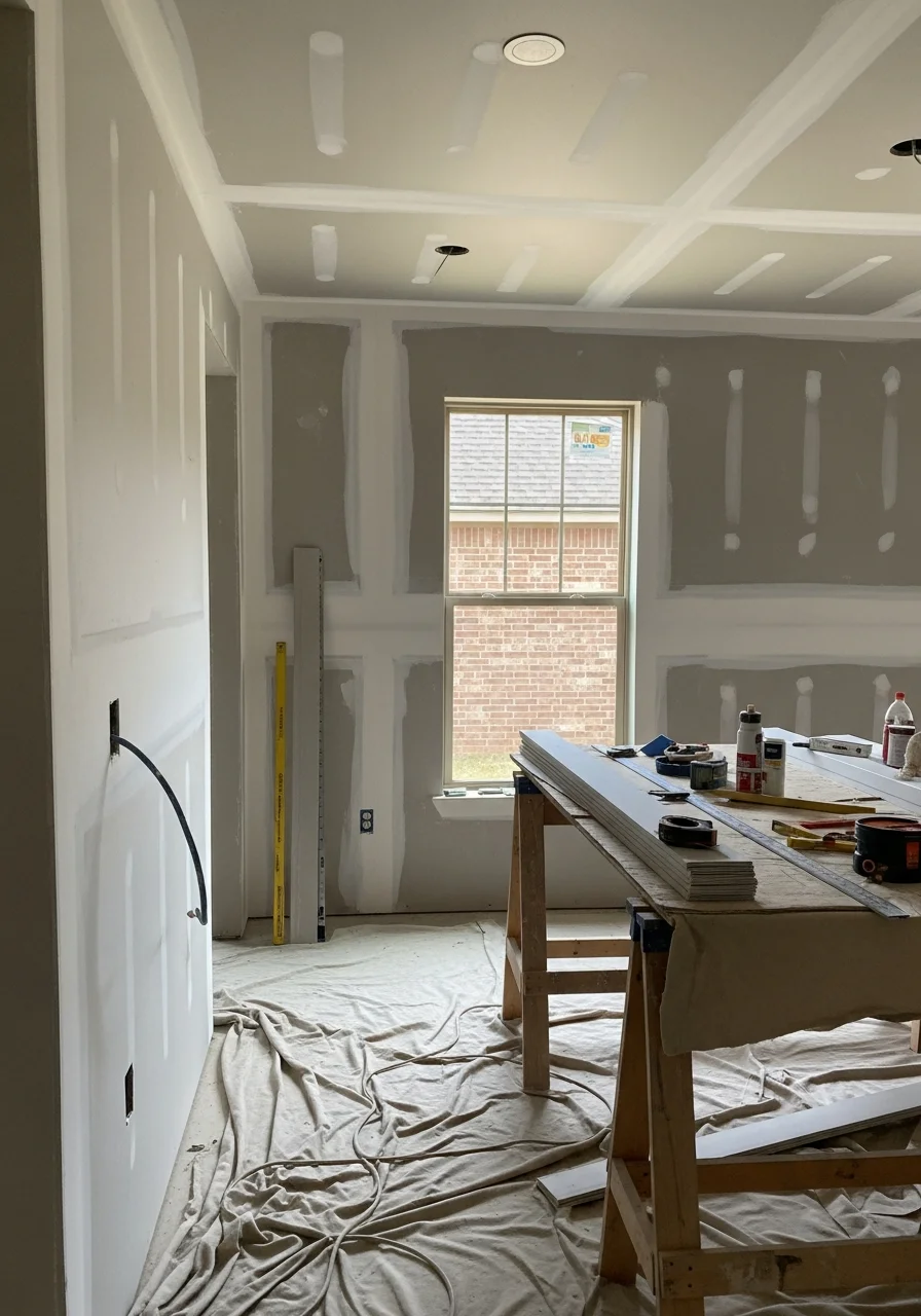 Norman contractor team completing interior work on a residential project showing professional craftsmanship and attention to detail.