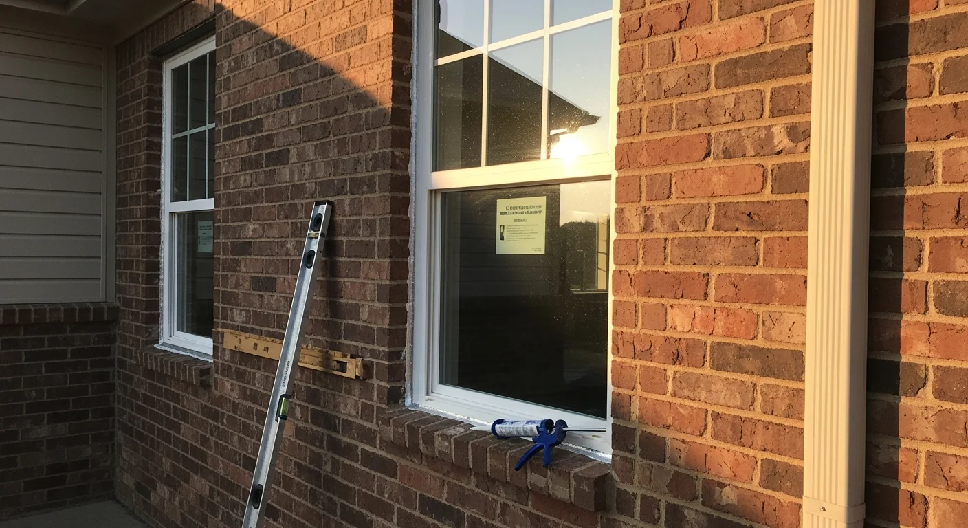 A Newcastle, Oklahoma home exterior showing newly installed replacement windows with clean trim and tight flashing along the siding. The windows are clear with no condensation, set into a well-sealed frame on a single-family home typical of Central Oklahoma construction.
